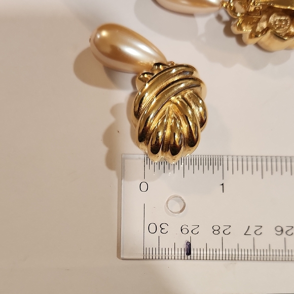 Givenchy Elegant Goldtone With Faux Pearl Drop Earrings- 2\